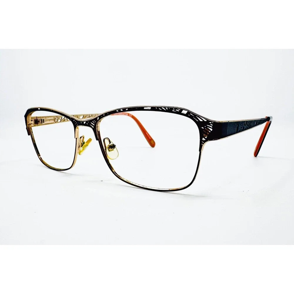 Liz Claiborne Eyeglasses Womens Black Gold Filigree L655 09Q 54-16-140